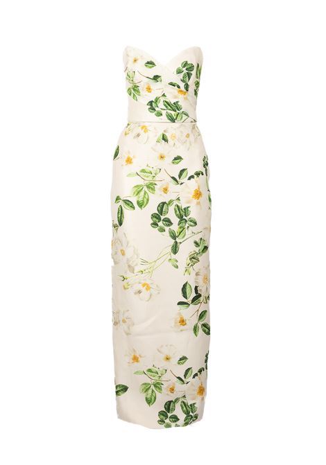 Abito lungo con stampa floreale sea breeze multicolore Monique Lhuillier - donna